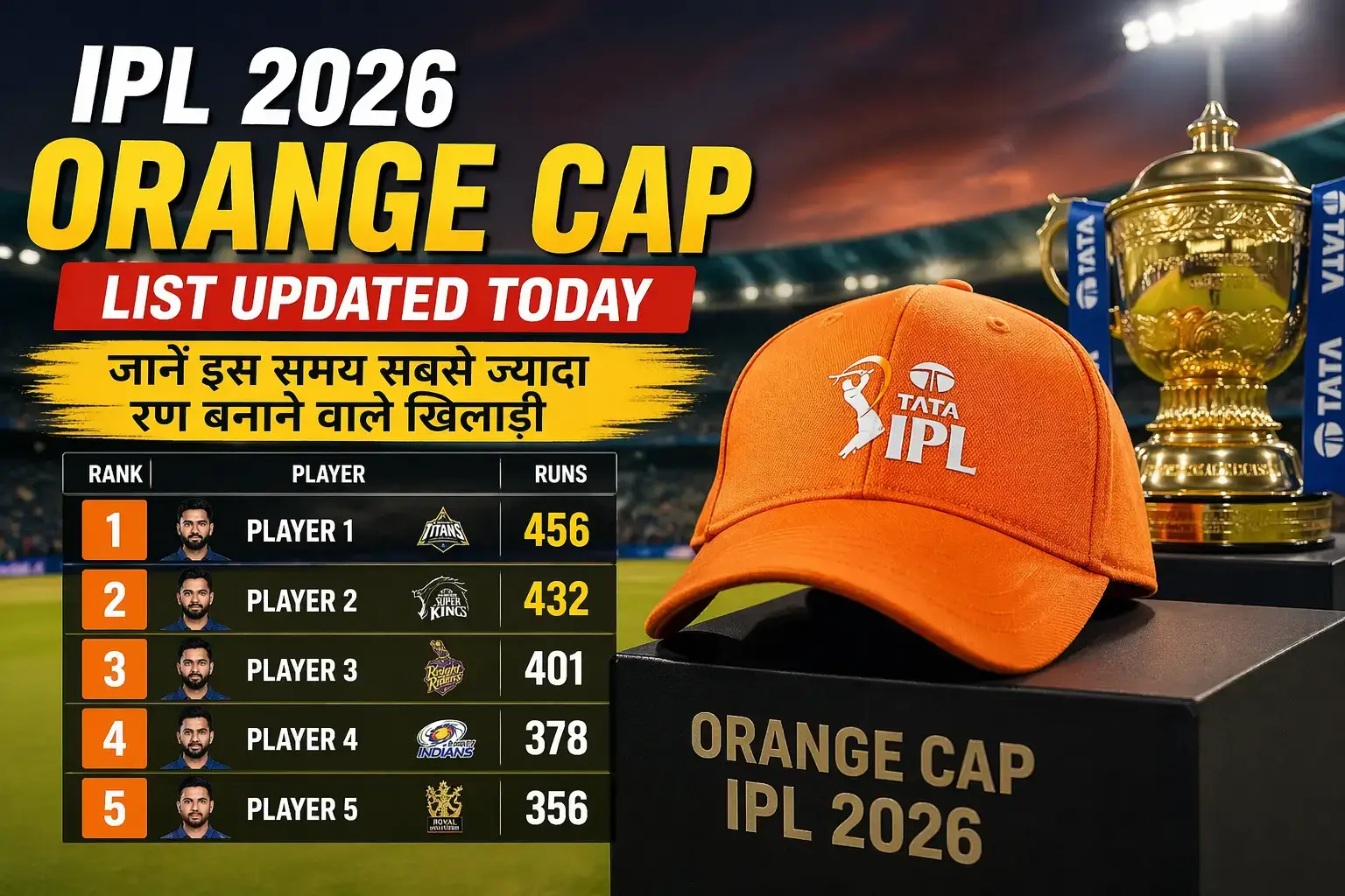 IPL 2026 Orange Cap List Updated Today